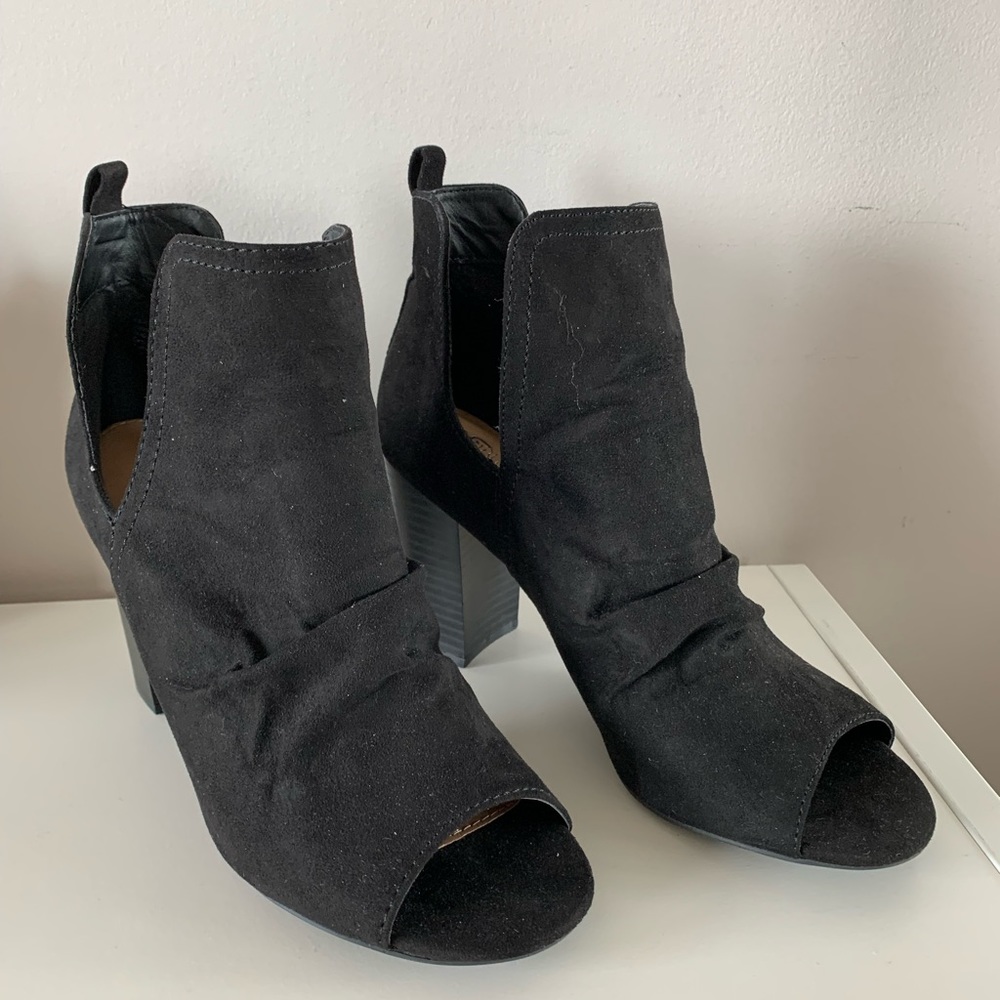 Black Fall Booties - very comfortable with a peep toe